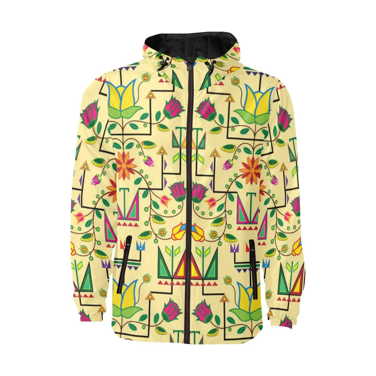 Geometric Floral Summer - Vanilla Unisex Quilted Coat