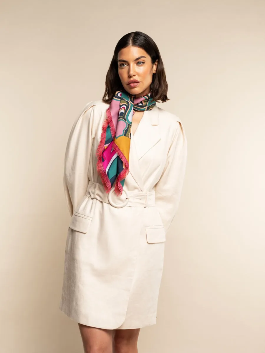 Giorgia (green/pink) - soft and lightweight Italian foulard from pure silk