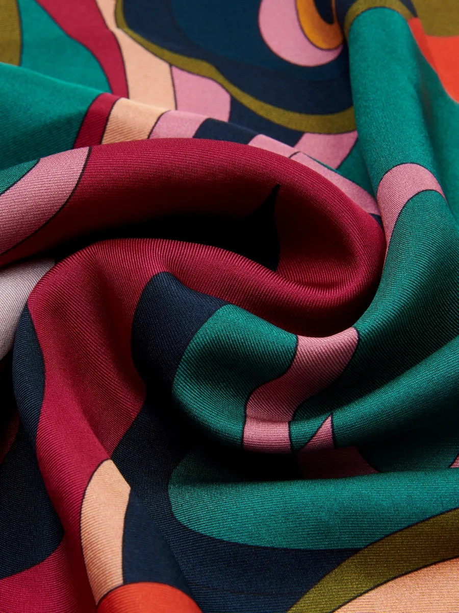 Giorgia (green/pink) - soft and lightweight Italian foulard from pure silk