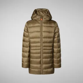 Girls' animal free Puffer jacket Maggy in husk green