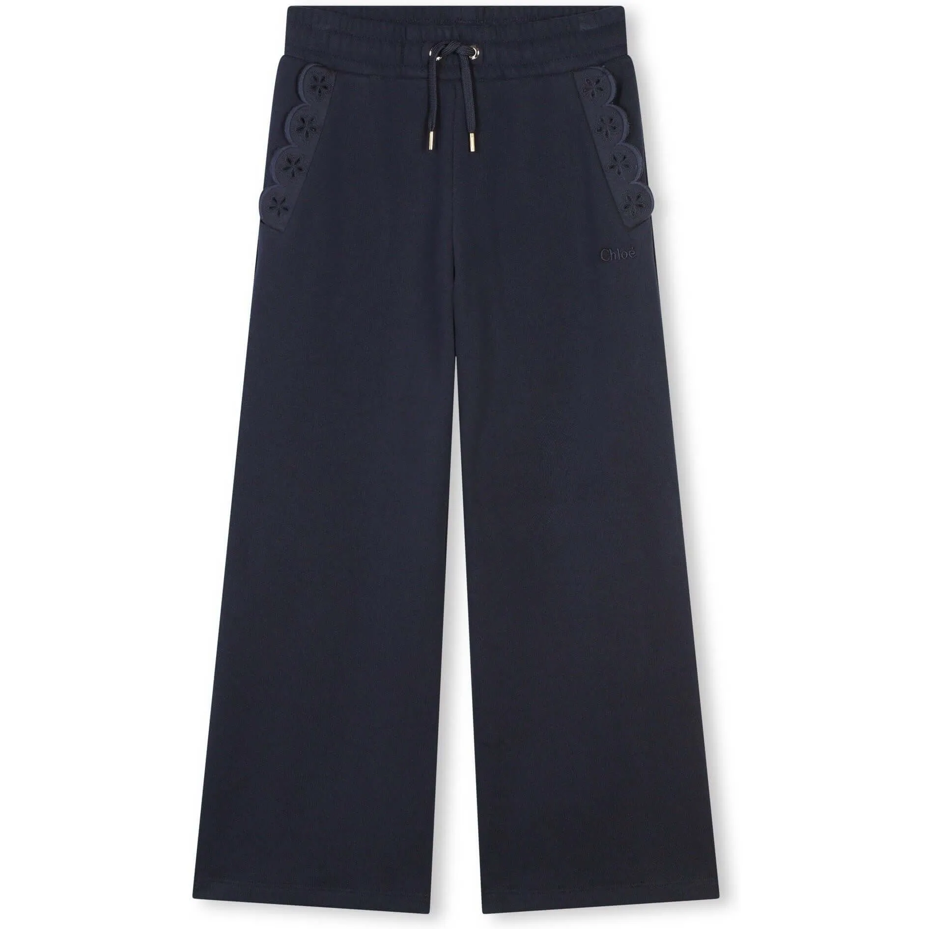 Girls Organic Navy Flare Trousers