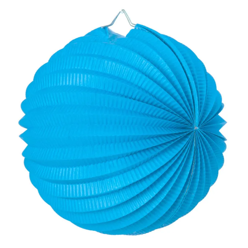 Glacier Blue Pleated Paper Lantern - 30cm