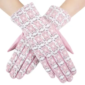 Gloves Pink Tweed Winter Gloves for Women