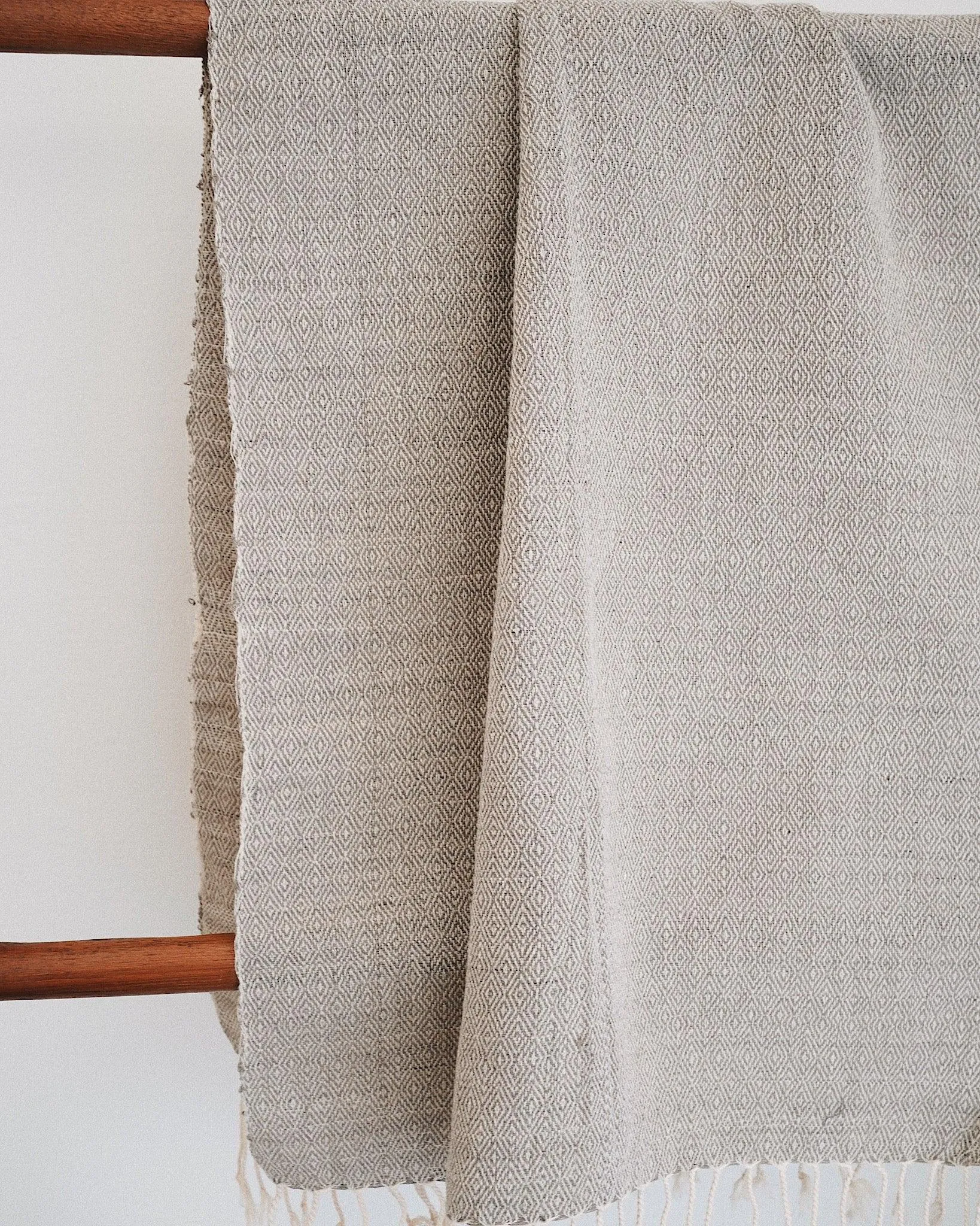 Gray Vintage Marble Handwoven Throw / Runner / Scarf