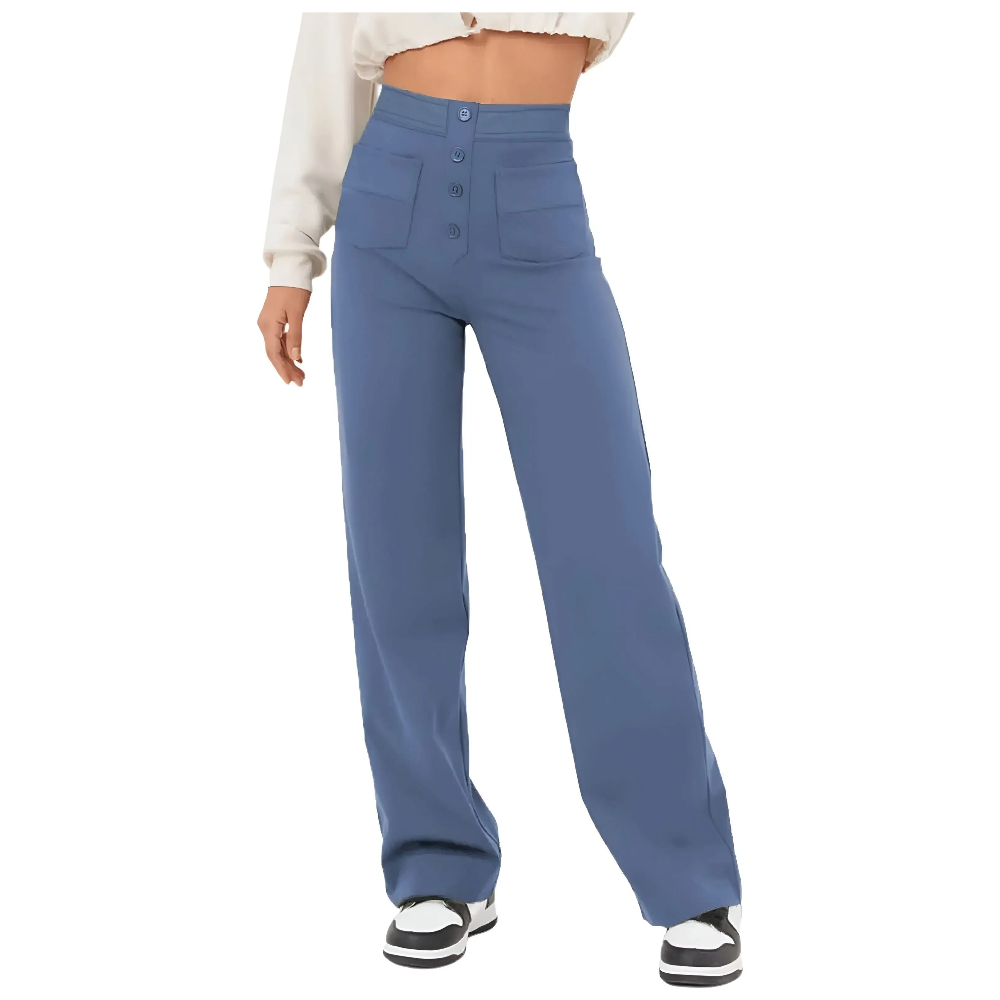 Greta Pants - High Waist Elastische Hose mit weitem Bein Eleganz