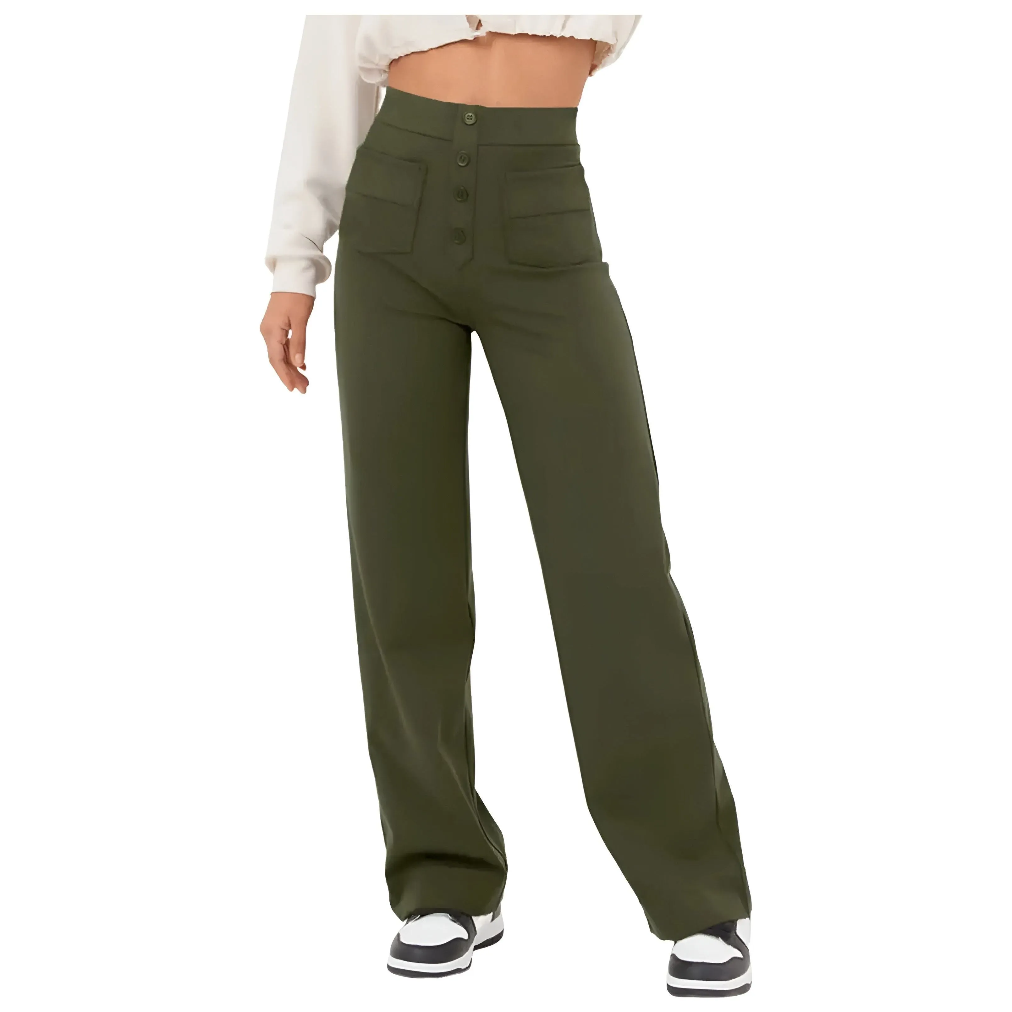 Greta Pants - High Waist Elastische Hose mit weitem Bein Eleganz