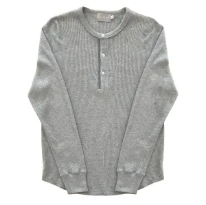 Grey 16 oz Cotton Thermal Waffle Henley T-Shirt