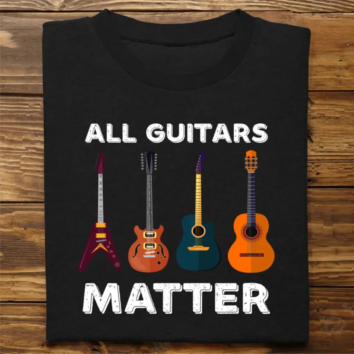 Guitars - All Guitars Matter - Personalized Black Unisex T-Shirt