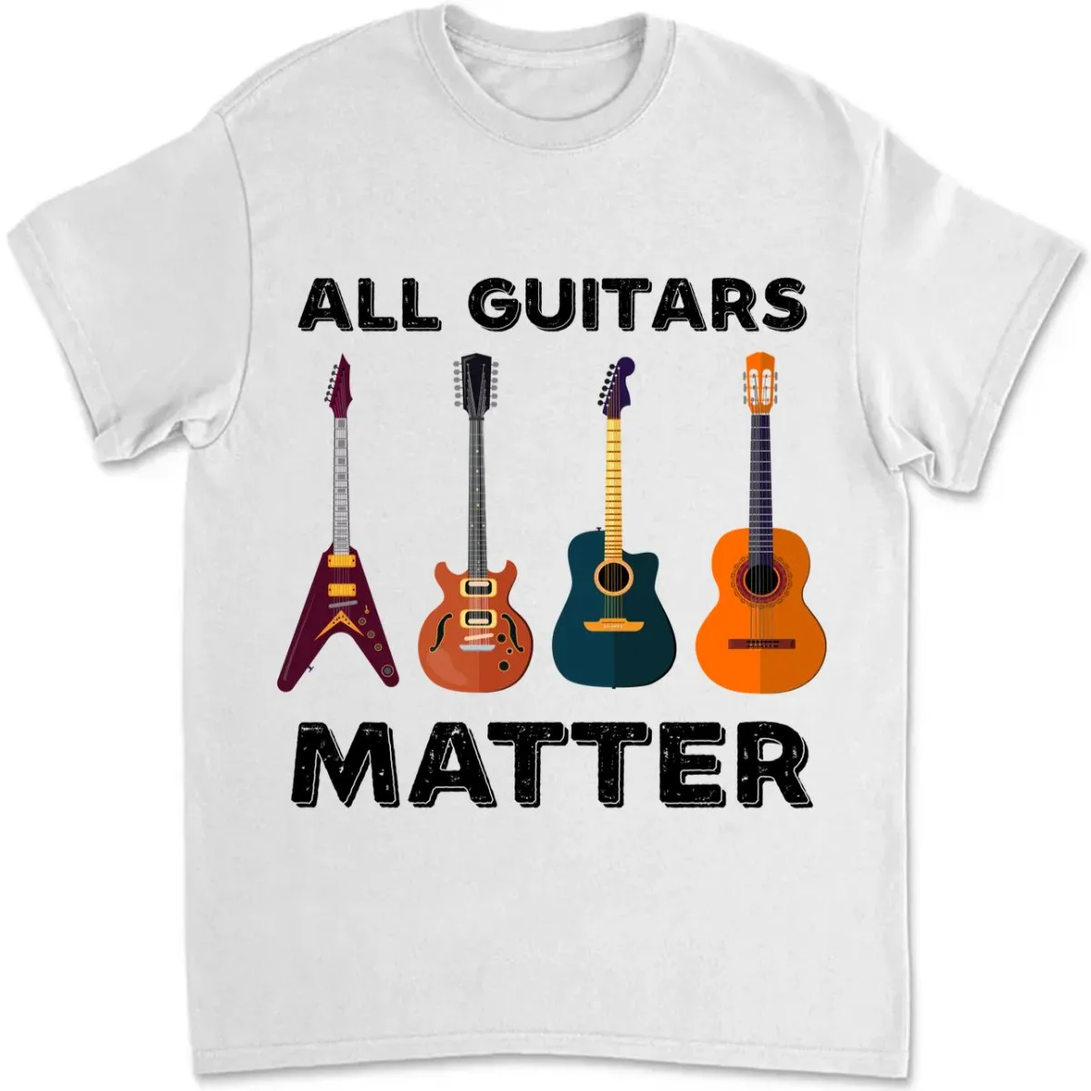 Guitars - All Guitars Matter - Personalized Black Unisex T-Shirt