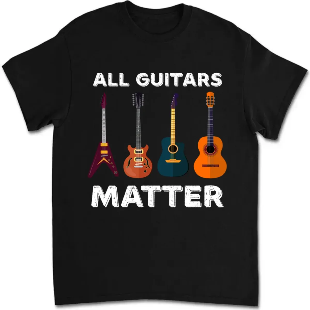 Guitars - All Guitars Matter - Personalized Black Unisex T-Shirt