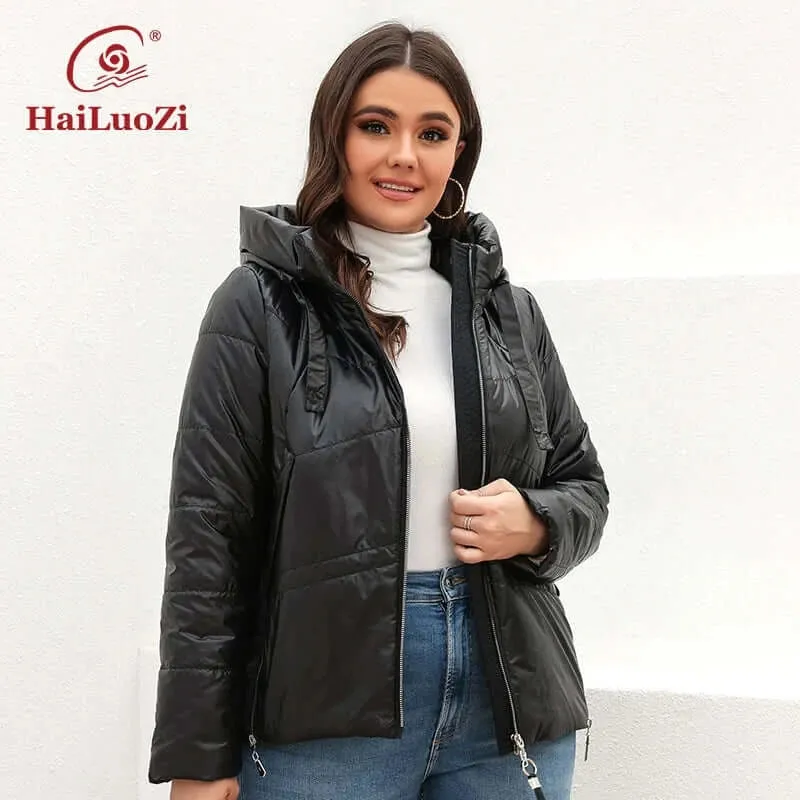 HaiLuoZi Spring Autumn Women's Jacket Casual Fashion Side Zipper Plus