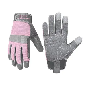 HANDLANDY Womens Work Gloves Safety Moving Utility Yard Pink 6035GP