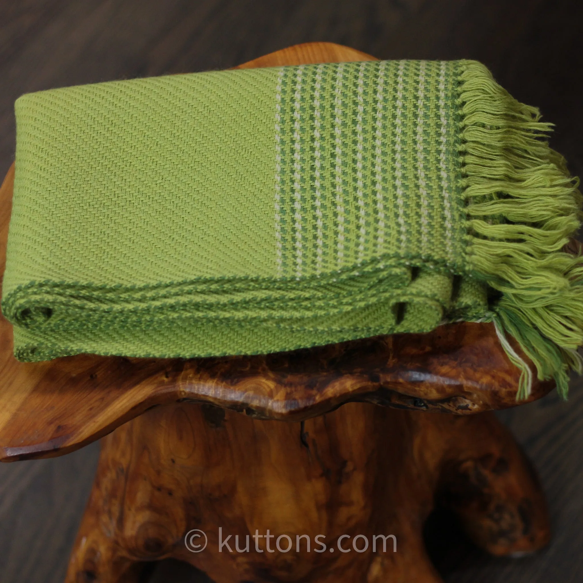 Handwoven Fine Merino & Himalayan Wool Scarf - Naturally Dyed with Tesu Flowers, Tea | Parrot Green, 13x76 inch