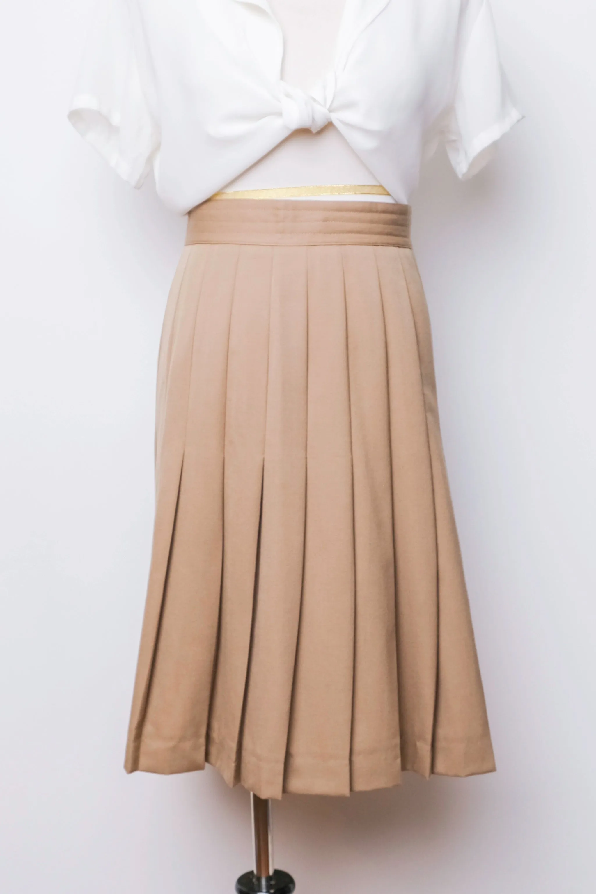 Harvé Benard Ltd Khaki Pleated Wool Skirt US 4, 90's