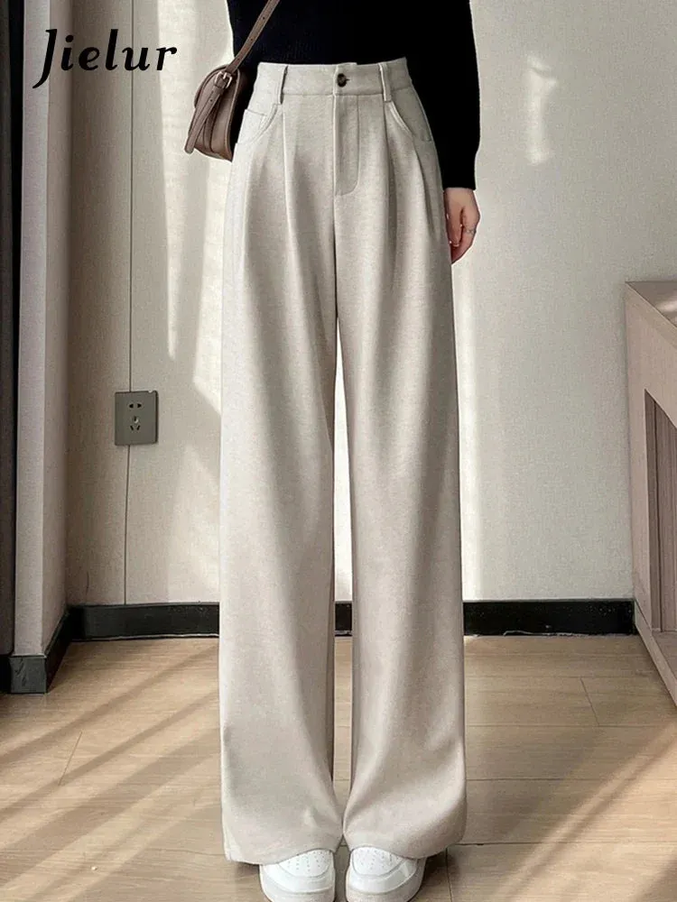 High Waist Straight Trousers