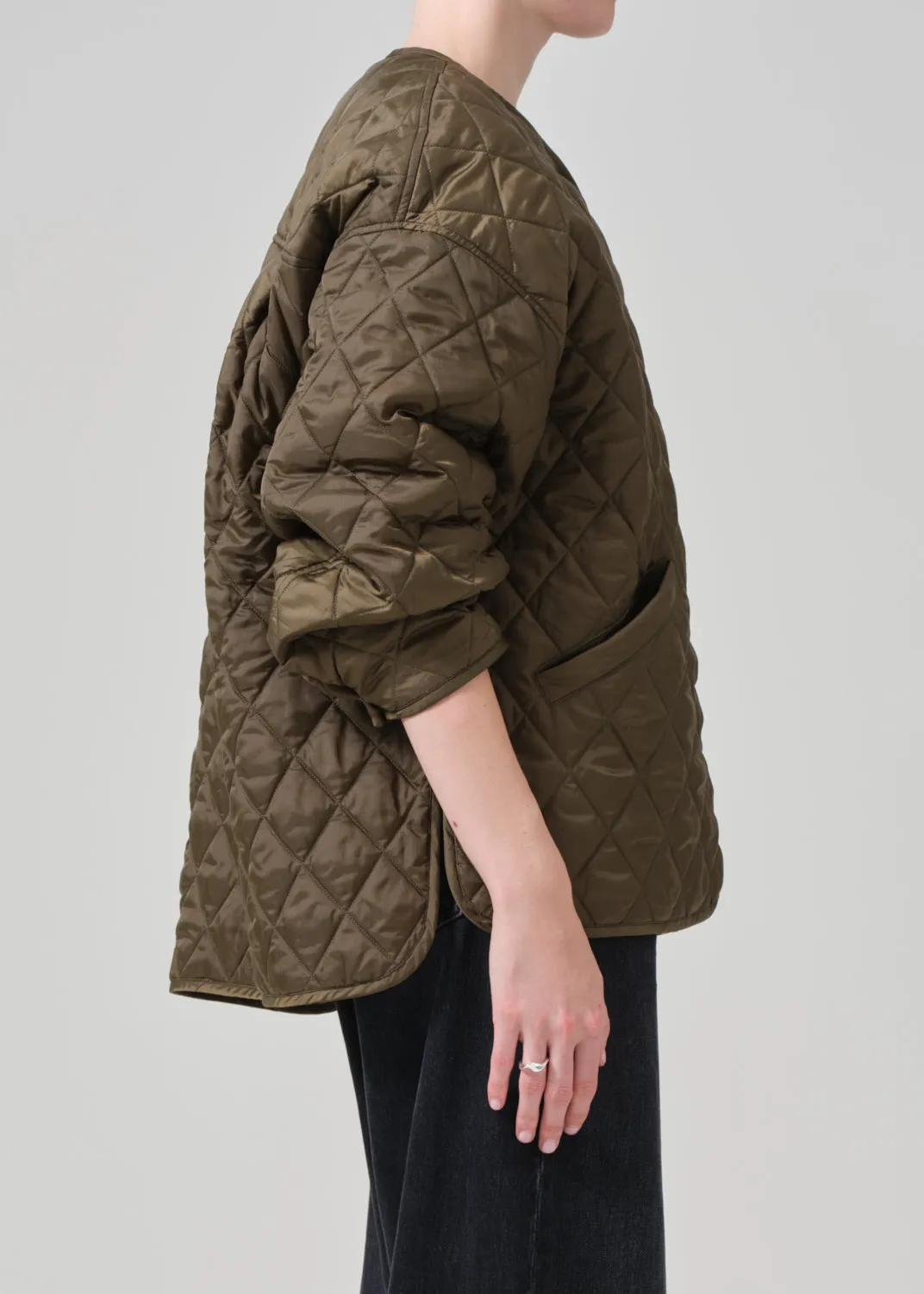 Huntleigh Quilted Coat in Army