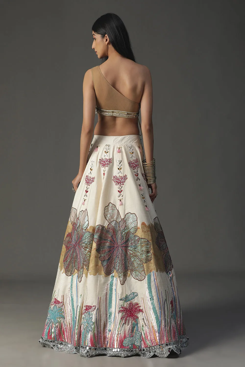 Ivory Floral Handpainted Lehenga Set