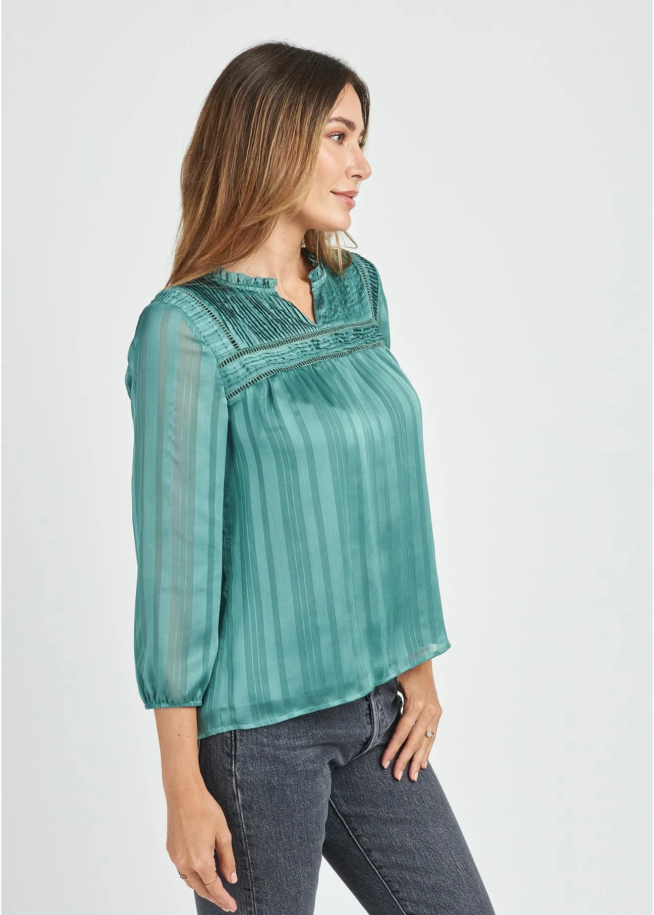 Jaycee Pleated Long Sleeve Top