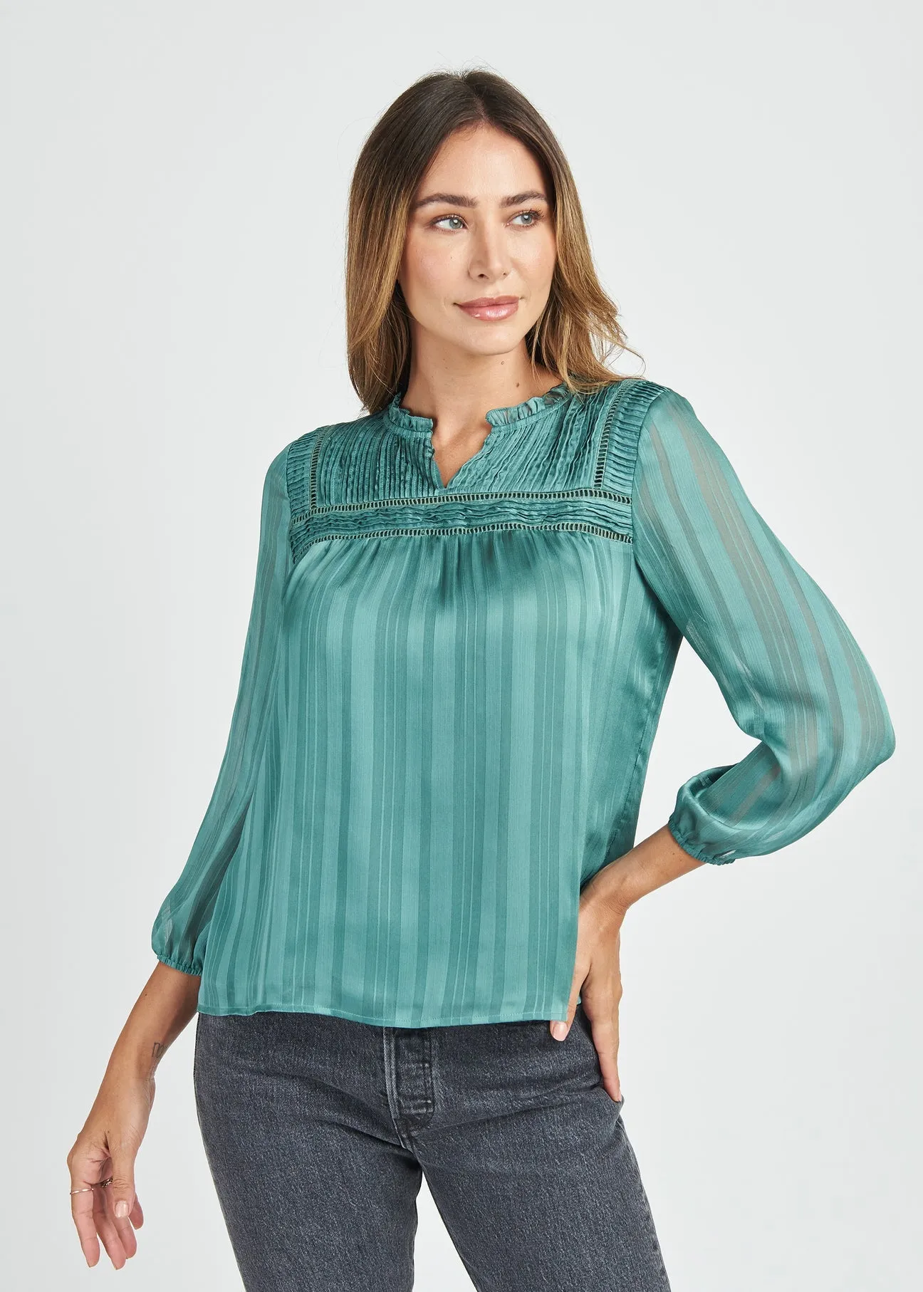 Jaycee Pleated Long Sleeve Top