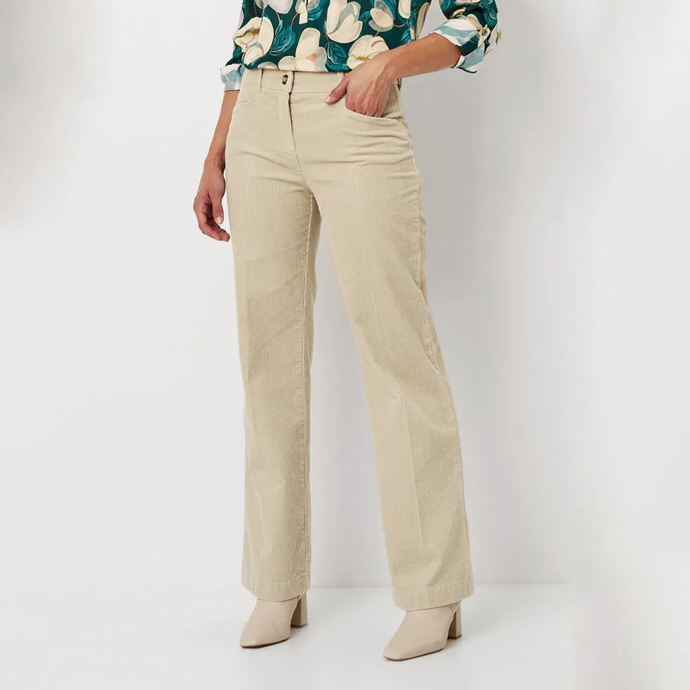 Jolie Ecru Flared Corduroy Trousers