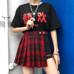 K-Pop Pleated Plaid Open Skirt Shorts SD00783