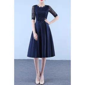 Ketty More Women Round Neck Silk Bow Evening Dress-KMWDC5870