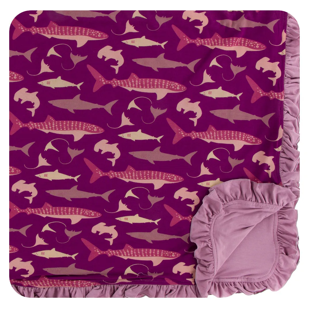 KicKee Pants Melody Sharks Ruffle Toddler Blanket