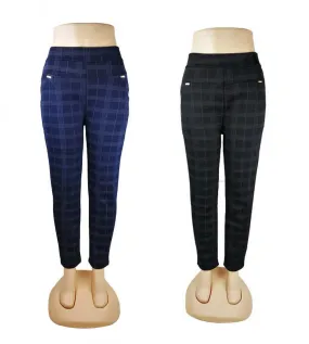 Ladies Plaid Thermal Trouser Pants Wholesale