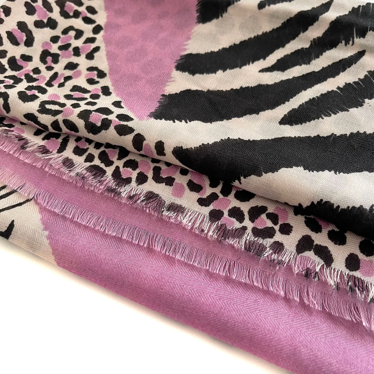 LARGE LILAC TIGER AND LEOPARD PRINT SHAWL SCARF