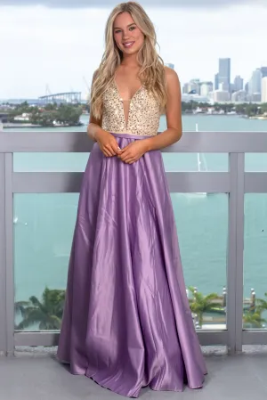 Lavender Maxi Dress with Sequin Top