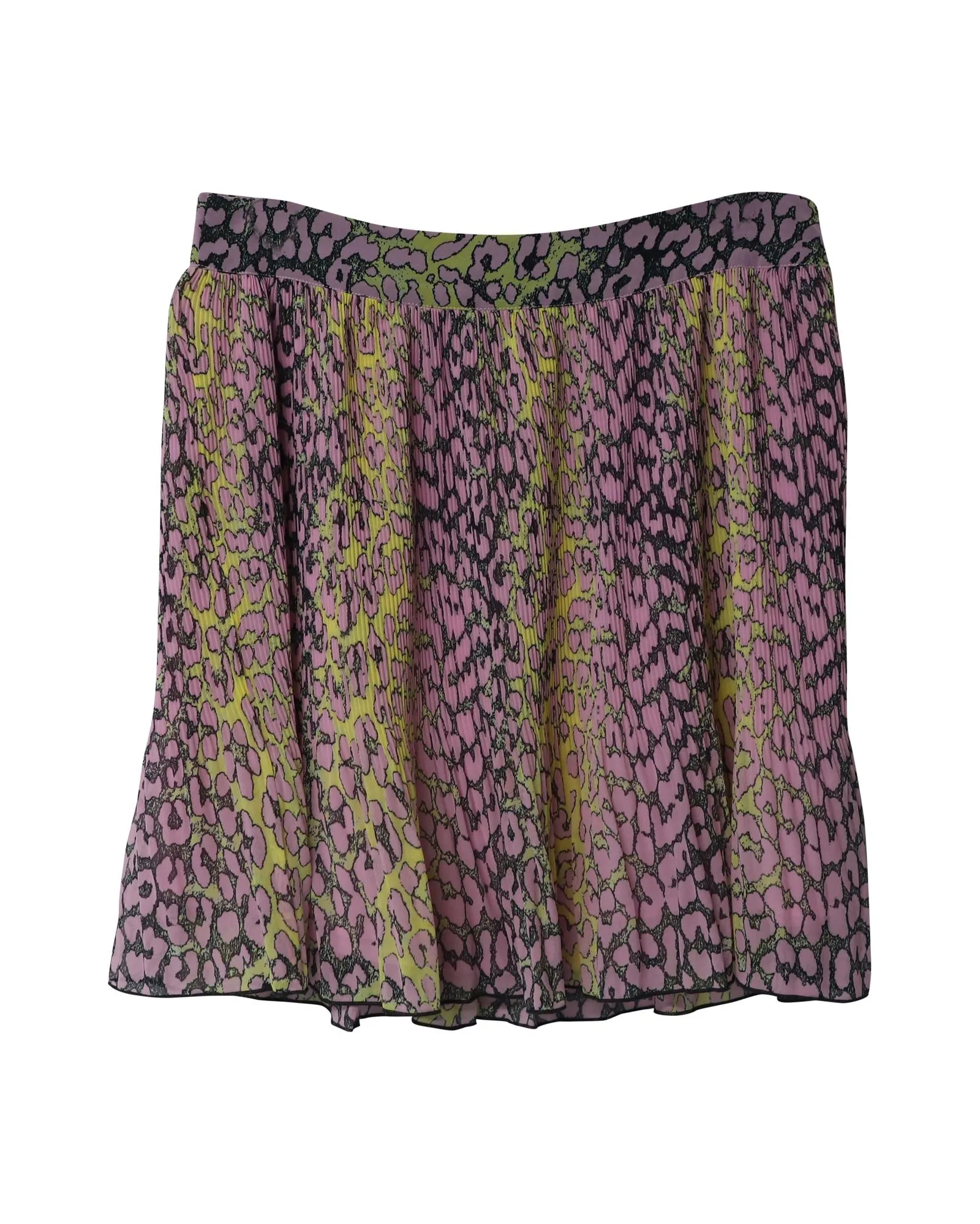 Leopard Print Pleated Crepe Skirt