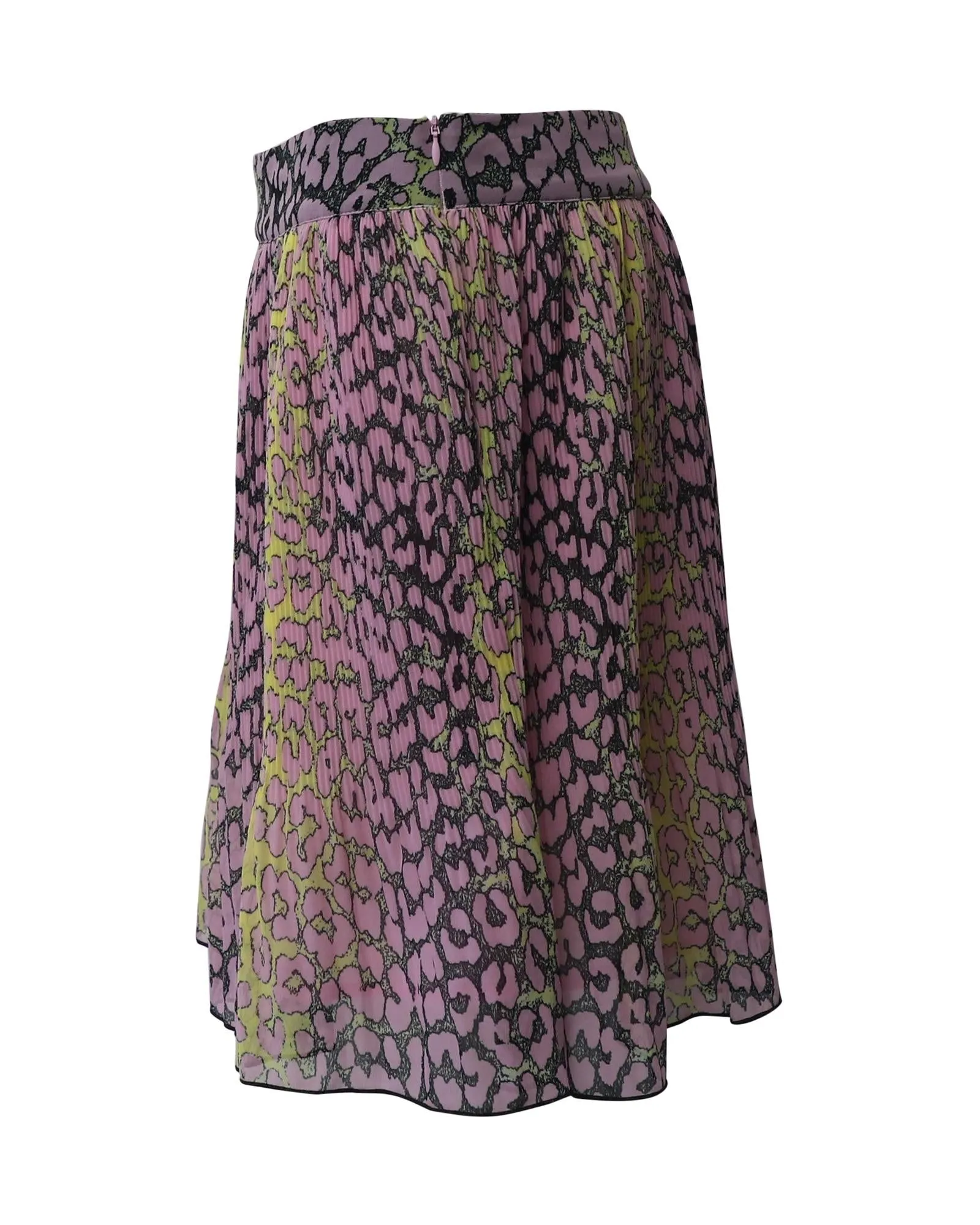 Leopard Print Pleated Crepe Skirt