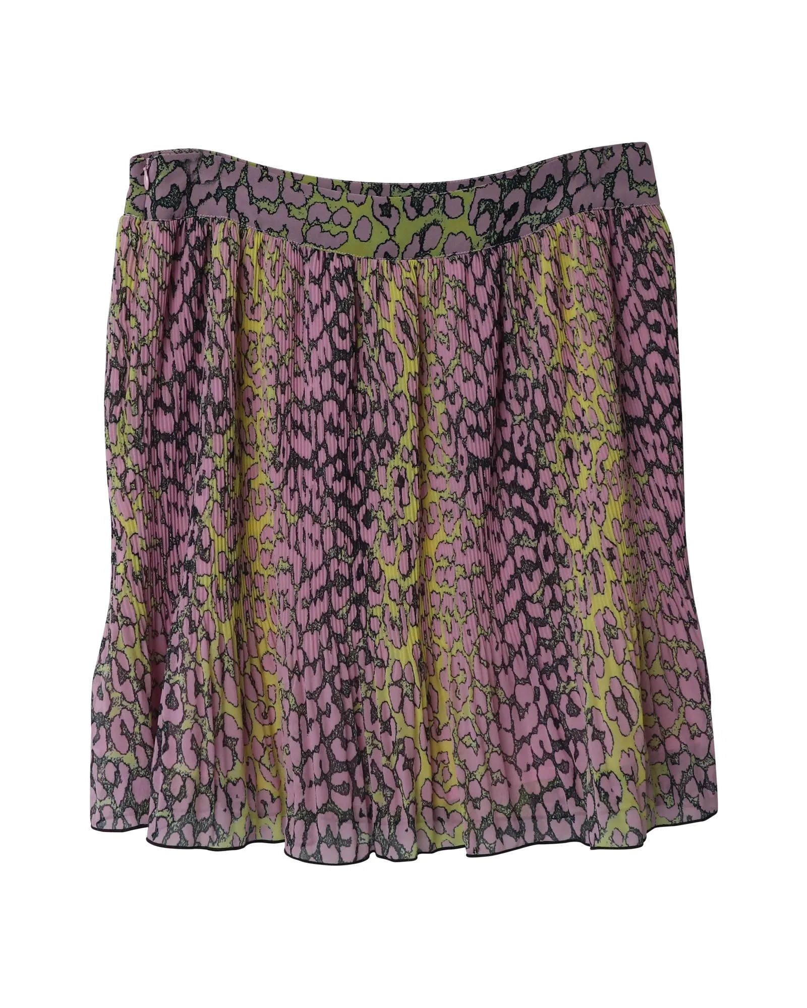 Leopard Print Pleated Crepe Skirt