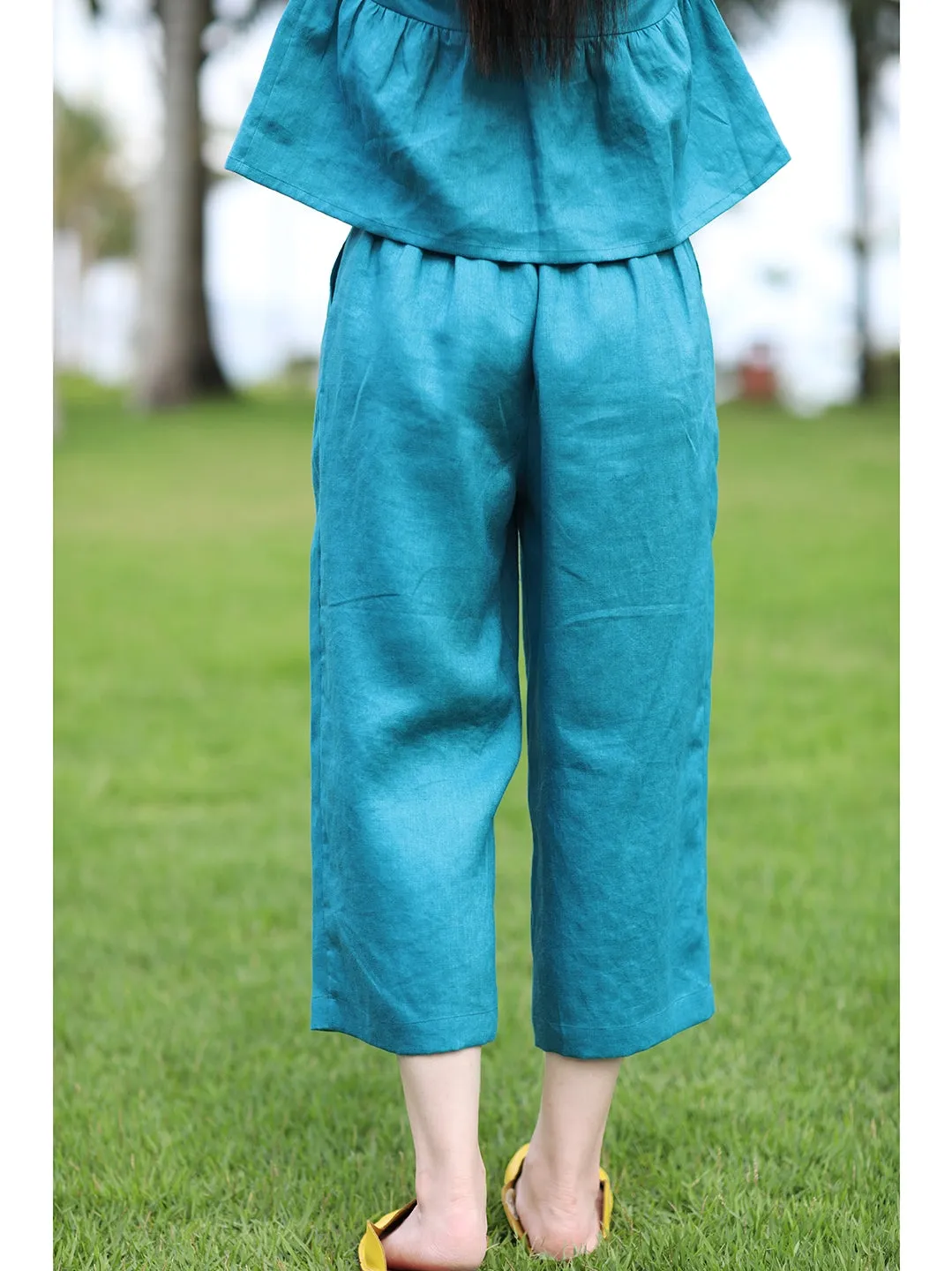 Linen Summer Autumn Women Casual Pants with Pockets SMM97217