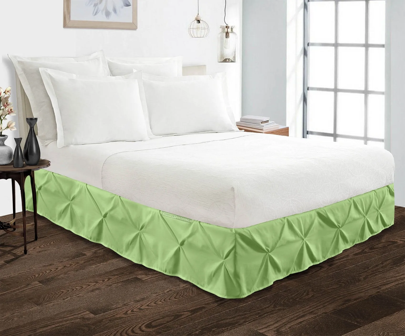 Luxury Sage Pinch Bed Skirt