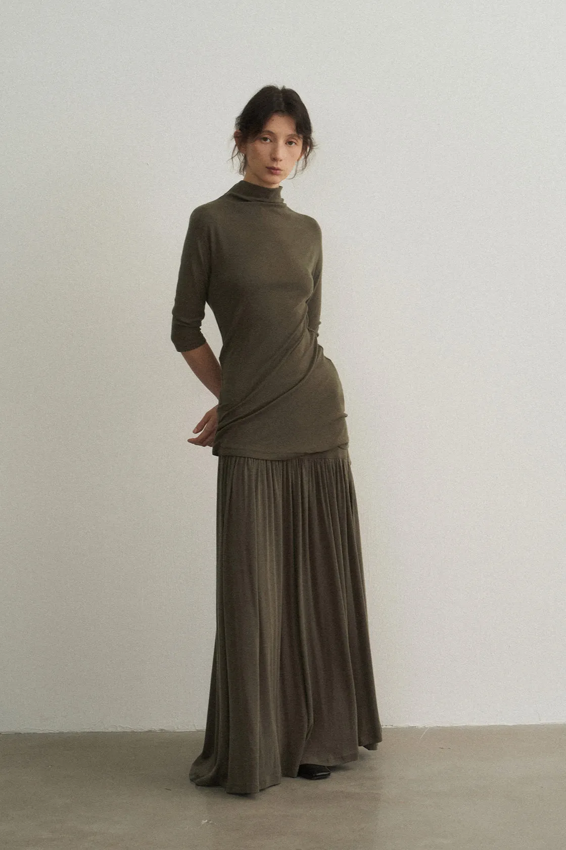 Lyocell blend soft touch flowy pleated skirt | 4 color