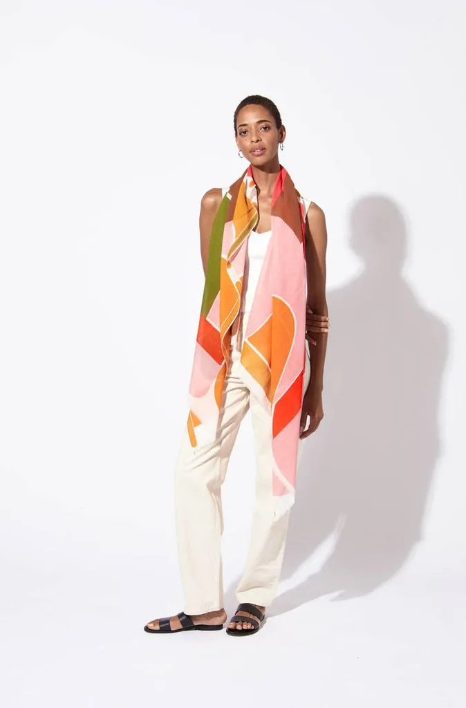 Mapoesie Mouvement Scarf in Khaki and Coral