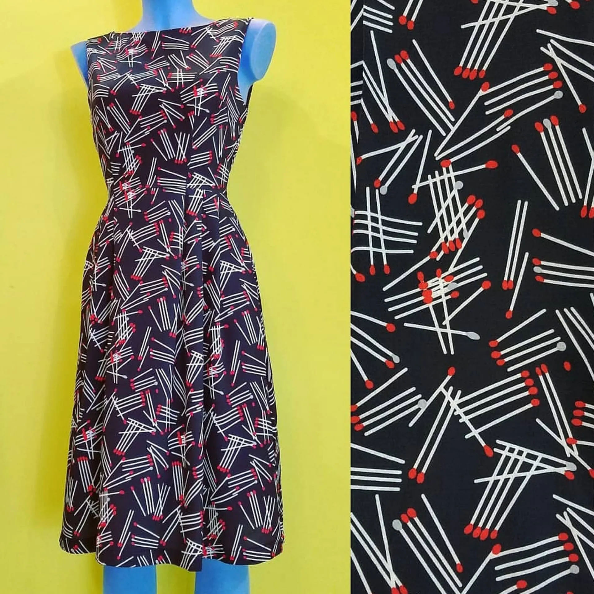 Matches Print Sleeveless Fit & Flare Dress - Size S