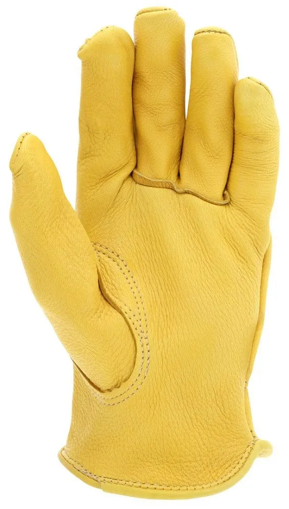 MCR Safety 3500 Premium Deerskin, Big Buck Leather Driver Work Gloves, Gold, Box of 12 Pairs