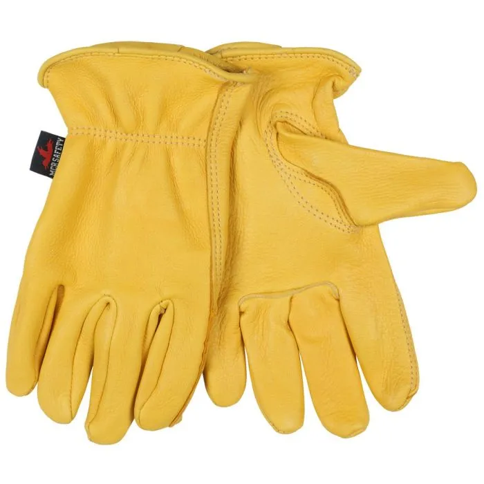 MCR Safety 3500 Premium Deerskin, Big Buck Leather Driver Work Gloves, Gold, Box of 12 Pairs