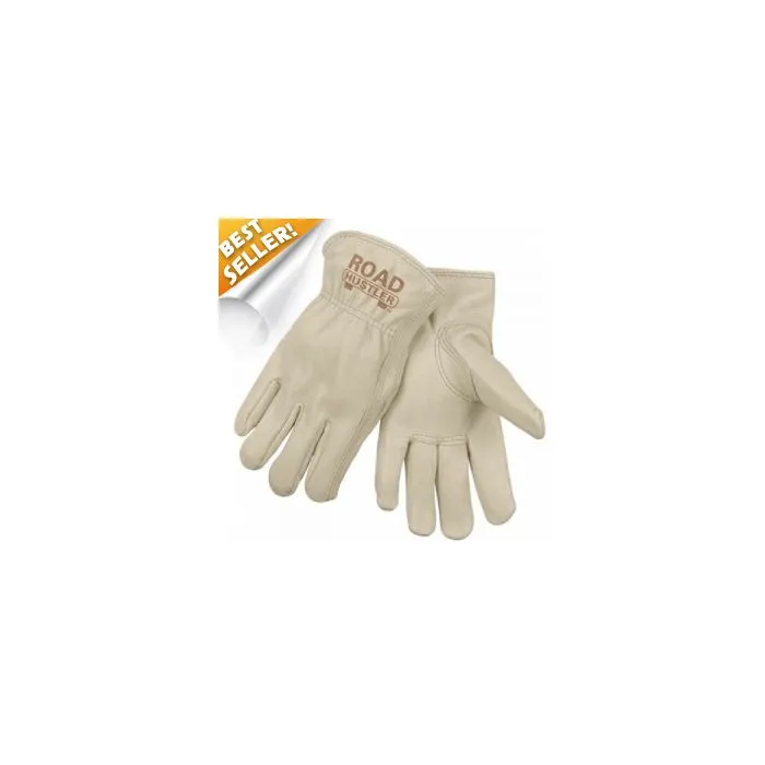 MCR Safety Road Hustler 3200S Premium Grain Leather, Drivers Work Gloves, Beige, 1 Dozen