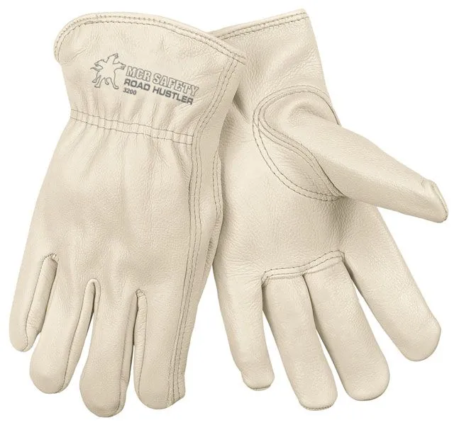 MCR Safety Road Hustler 3200S Premium Grain Leather, Drivers Work Gloves, Beige, 1 Dozen