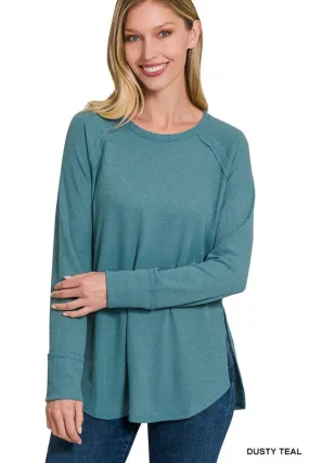 Melange Baby Waffle Long Sleeve Top