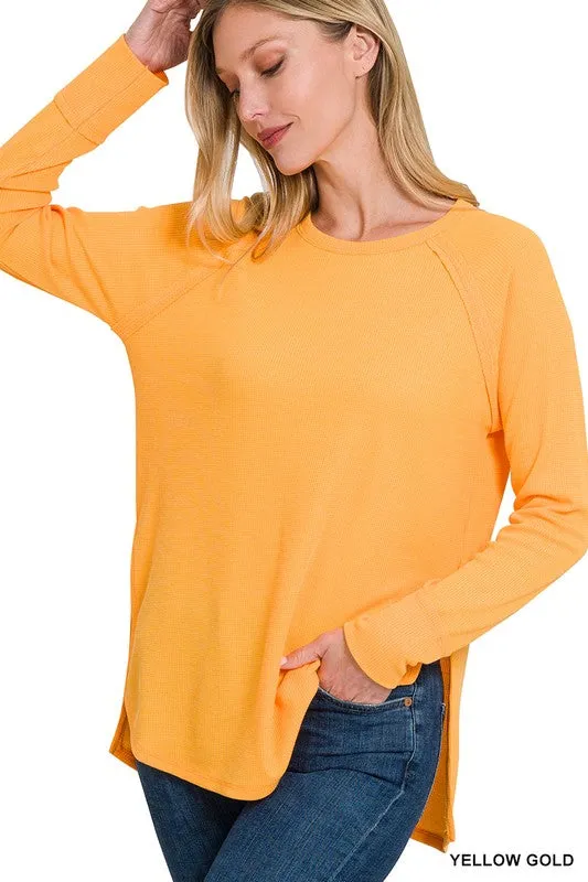 Melange Baby Waffle Long Sleeve Top