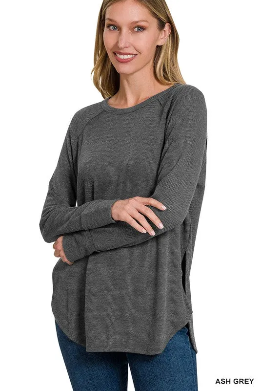 Melange Baby Waffle Long Sleeve Top