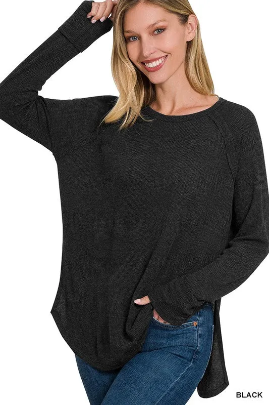 Melange Baby Waffle Long Sleeve Top