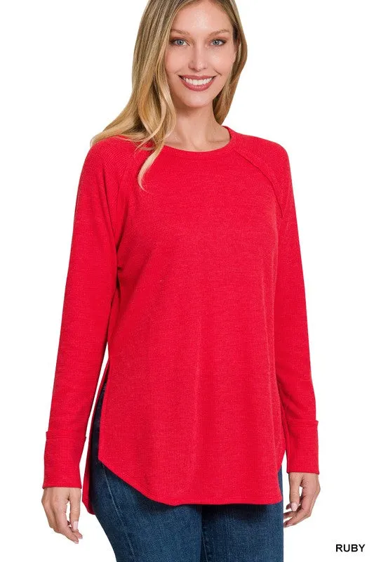 Melange Baby Waffle Long Sleeve Top