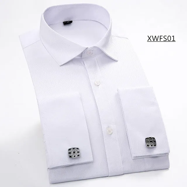 Men French Cufflinks Shirt 2017 New Men's Shirt Long Sleeve Casual Male Brand Shirts Slim Fit French Cuff Dress Shirts For Men