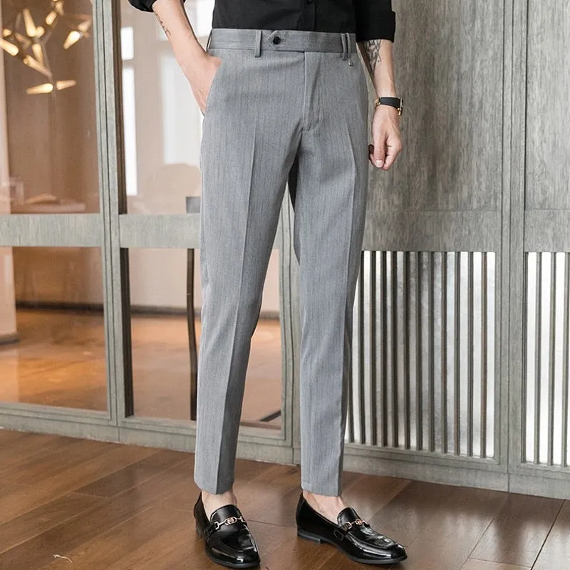 Men Slim Fit Trousers Business Luxury Summer Casual