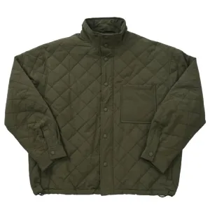 Men's Argyle Quilted Military Style Jacket with Stand Collar